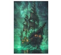 Bateau Pirate,Boat Puzzles Adulte 1000 Pieces Cadeau Famille Puzzle Classique 3D EnfantsJouet en Bois Cadeau Unique （78×53cm）