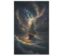 Bateau Pirate,Boat Puzzles Adulte 1000 Pieces Cadeau Famille Puzzle Classique 3D EnfantsJouet en Bois Cadeau Unique （78×53cm）