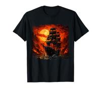Bateau Pirate coloré voilier, tempête, voiles Coucher de Soleil T-Shirt