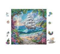 Bateau Pirate dans l'océan 100 Pieces Casse-tête Famille en Carton Épais sans Déformation Difficulté Moyenne Jeu De Société Cadeau Noël Haute Qualité Premium 28x28cm