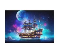 Bateau Pirate Puzzles De 1000 Pièces, Puzzle pour Adultes en Bois, Jeu D'adresse Toute La Famille, （75×50cm）