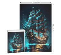 Bateau Pirate Puzzles en Bois 1000 Pièces pour Adultes, Matériaux Recyclables De Qualité Supérieure Puzzle, Jeu en Famille, 78×53cm
