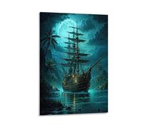 Bateau pirate Tableau Décoratif Imprimé Sur Toile Street Art Graffiti Toile Peinture Mur Art Affiches Et Impressions Inspiration Oeuvre Photo Pour Salon Décor Cadeau De Noël 24x36inch(60x90cm)