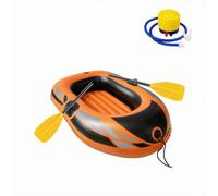 Bateau Plage Gonflable Sécurisé, Modèle 120 avec Pompe À Pied Et Rames, Orange Et Noir