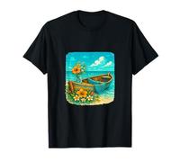 Bateau Plage Océan Lac Fleurs Floral Paix Calme Relaxation T-Shirt
