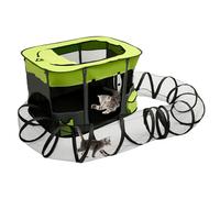 Bateau pliable pour chat avec sac de transport, clapier portable avec fermeture éclair, couvercle supérieur et poche latérale pour chatons, chiots, lapins (vert)