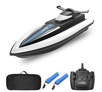 Bateau radiocommandé haute vitesse 2,4 GHz avec moteur brossé, ABS rouge/noir, contrôle à 4 canaux, batterie 3,7 V 1200 mAh, 80 m, 15-20 km/h, 32 x 11 x 10 cm, convient aux enfants de 8 ans et plus