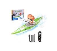 Bateau radiocommandé pour enfants, kayak télécommandé 2,4 GHz avec éclairage LED coloré pour lac, piscine, baignoire, vert