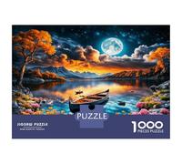 Bateau sur lac au Clair de Lune 1000 Pièces Puzzle Eaux tranquilles Coffret Puzzle Carton Premium - Anti-Stress Et Déco Murale, Cadeau Femmes Hommes, Stimule Le Cerveau 38x26cm/1000pcs