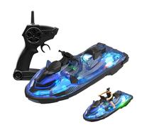 Bateau télécommandé à grande vitesse, bateau télécommandé rapide - Jouets de bain pour piscine, signal fort de 2,4 GHz - Jouets de bateau de course éclairés, jouet de jeu d'eau amusant pour garçons et