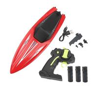 Bateau télécommandé, bateau RC, étanche, haute vitesse, modèle réduit, jouet pour les plus de 14 ans, rouge, avec 3 piles