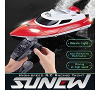 Bateau Télécommandé Haute Vitesse 200m Auto-Flip Étanche Avec Télécommande Rouge YONIS