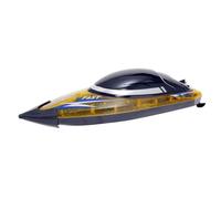 Bateau télécommandé haute vitesse 30 km/h lumières LED colorées double moteur hélice étanche Flip Reset anti-collision Idéal piscine lac jouet (jaune)