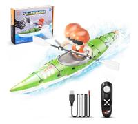 Bateau télécommandé pour Enfants, Bateau Kayak RC 2,4 GHz pour Enfants avec lumière LED Colorée pour Lac, Piscine, Baignoire, Vert