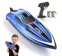 Bateau Télécommandé RC 35 km/h - Télécommande 2,4 GHz avec Portée 200m - Bateau Rapide Étanche avec LED & Fonction Flip - 2 Batteries & Refroidissement Eau pour Piscine Lac Adultes Enfants, Bleu