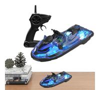Bateau télécommandé - Technologie sans fil, style course à lumière LED, structure de coque étanche, mouvement rapide, contrôle de direction facile | Jouet amusant pour de piscine, pour garço