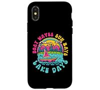 Bateau Vagues Rayons Soleil Journées Lac Vacances Amusantes Été Plage Coque pour iPhone X/XS
