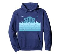 Bateau Voile Océan Vagues Poisson Aventure Maritime Sweat à Capuche, Unisexe pour Adultes, Bleu Marine, XXL
