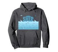 Bateau Voile Océan Vagues Poisson Aventure Maritime Sweat à Capuche, Unisexe pour Adultes, Chiné Foncé, S