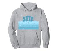 Bateau Voile Océan Vagues Poisson Aventure Maritime Sweat à Capuche, Unisexe pour Adultes, Gris Chiné, L