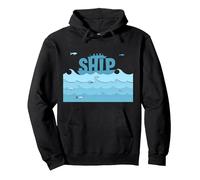Bateau Voile Océan Vagues Poisson Aventure Maritime Sweat à Capuche, Unisexe pour Adultes, Noir, L