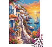 Bateaux Fleurs Village 1000 Pièces Mini Puzzle pour Adolescents Relaxant
