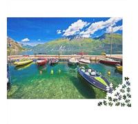 Bateaux Vue lac Puzzle 1000 Pièces Adulte sans Poussière, Puzzle Difficile énigme De Compétence Logique pour Une Activité Zen, Puzzle Cadeau d'anniversaire 38x26cm/1000pcs