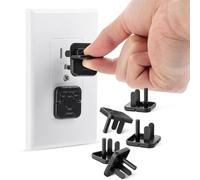 Bates - Lot de 10 couvercles de prise électrique - Noir - Plastique ABS - 3 broches et anneau en U caché - Cache-prises pour bébé