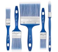 Bates - Lot de 4 pinceaux à peinture avec manche en bois traité - Pinceaux de peinture pour murs - Manche bleu - Pinceau de garniture