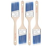 Bates Lot de 4 pinceaux d'angle pour murs et garnitures, manche en bois traité et poils synthétiques, 5,1 cm, virole en acier inoxydable
