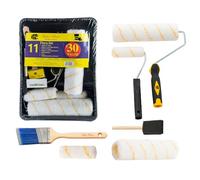 Bates Rouleau de peinture - Pinceau, bac à peinture, pinceau à rouleau, 11 pièces fournitures de peinture pour la maison, brosse en mousse, plateau de peinture de maison, outils de peinture, rouleau