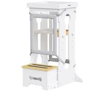 Bateso Tour d'Apprentissage avec 2 Filets de Protection Amovibles, Tour d'Observation Montessori en Bois, 4 Hauteurs Réglables Kitchen Helper Pour Enfant