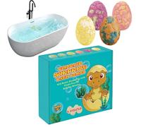 Bath Balls, 4 Piece Egg Shape Steamers, Handmade Fragrance Bombs, Dinosaur Surprise Toy for Spa, Birthday, Relaxation, Summer, Self Care, Party, Shower, Gift