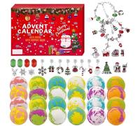 Bath Balls, Bath Ball Calendar, 10.14x14.8 inches 24 Day Countdown Set, Colorful Skin Care Tool, Festive Bracelet Surprise for Bathroom, Playtime, Festival, Home, Indoor Fun and Kids