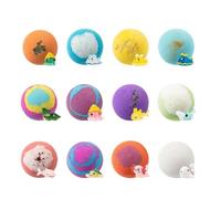 Bath Balls Kit - 22.5x5.5x16.2cm 12-Piece Organic Colorful Bath Bomb Set, Rainbow Fizzy Baths Salt Balls With Surprise Animal Toys, Gentle Bubble Bathing For Kids Boys Girls