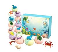 Bath Balls With Toys - 12 Piece Rainbow Foaming Bath Bomb Set Kids Stocking Stuffers | Colorful Batħ Balls with Surprise Girls Teen Family Fun Batħ Time Use