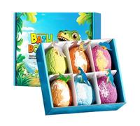 Bath Balls with Toys Inside - 6 Pieces 5.4x5.4x7.8cm Dinosaur Theme Bath Ball Set, Surprise Bubble Bathing Salt Balls with Dinosaur Toys for Boy Girls Birthday Holidays Playdates