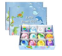 Bath Bomb Gift Lot de 24 sels de bain créatifs faits à la main, boules de bain colorées en forme d'animal, avec jouets mignons pour l'entretien du bain moussant sec