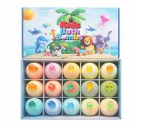 Bath Bombs for Kids with Surprise Inside, 12 Pack Kids Bath Bomb Gift Set, Fizzy Foaming Bath Bombs with Toys Inside, Natural Colorful Bubble Bath Balls (Animals(15 Pack))