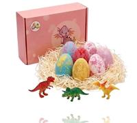 Bath Bombs with Surprise Inside - 6/12 Pack Organic Bubble Fizzy with Toys, Natural Sea Salt Color Changing Bath Balls - Dinosaur Egg、animal、Ocean Theme Bath Fizzies (pink 6pcs)