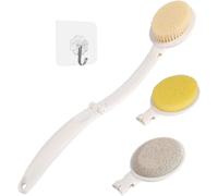 Bath Brush,3 In 1 Body Scrubber With Long Folding Handle With Sponge Brush Head And Pumice Shower Head To Eliminate Dead Skin And Reduce Cellulite