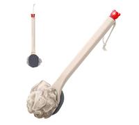 Bath Brush Long Handle - Body Scrubbing Wand, Soft Bristle Shower Scrubber with Ergonomic Non Slip Grip, Double Sided Texture Head, Ideal for Hard To Reach Areas Back Skin