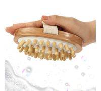 Bath Brush - Wood Rubber 15x9x4cm | Wet Dry Deep Cleaning Shower Brush | Body Scrubber For Men Women Relaxation Circulation Smooth Skin At Home Apartment Dorm Hotel Travel Use