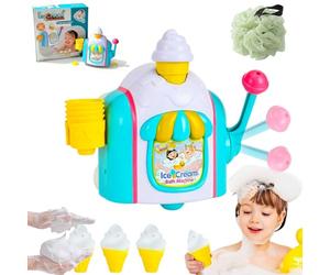 Bath Bubble Ice Cream Maker Bath Toy, 2026 New Ice Cream Foam Machine Car Bathing Toys, Bathtub Foam Machine, Icecream Bathing Toy for 3 4 5 6 7 8 Years Old Boys Girls (Bright Blue)