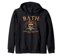 Bath Crâne de Pirate Caroline du Nord Depuis 1690 Orange Sweat à Capuche