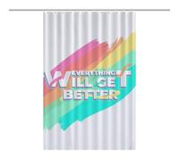 Bath CurtainRideau Douche Imperméable Opaque 46.85x70.87Inch（119x180cm） 12 Crochets Plastique + Oeillets Métal, Résistant Chaleur Everything Will Get Better-rainbow-T-shirt