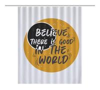 Bath CurtainRideau Opaque Pour Douche /Baignoire, Polyester Believe There Is Good in The World-yellow-black-T-shirt-sweatshirt Imperméable Avec Crochets Et Oeillets , Résistan