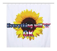 Bath CurtainRideau Opaque Pour Douche /Baignoire, Polyester Everything Will Be OK Sunflower American Flag Imperméable Avec Crochets Et Oeillets , Résistant À La Chaleur