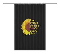 Bath CurtainRideau Opaque Pour Douche /Baignoire, Polyester Everything Will Be OK Sunflower Bee Black Imperméable Avec Crochets Et Oeillets , Résistant À La Chaleur