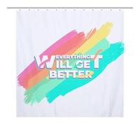 Bath CurtainRideau Opaque Pour Douche /Baignoire, Polyester Everything Will Get Better-rainbow-T-shirt-sweatshirt Imperméable Avec Crochets Et Oeillets , Résistant À La Ch